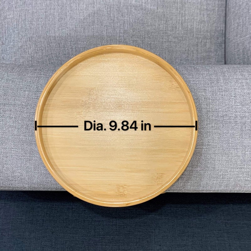 Xchouxer Side Tables Natural Bamboo Sofa Armrest Clip-On Tray, Ideal for Remote/Drinks/Phone (Round) - Image 4